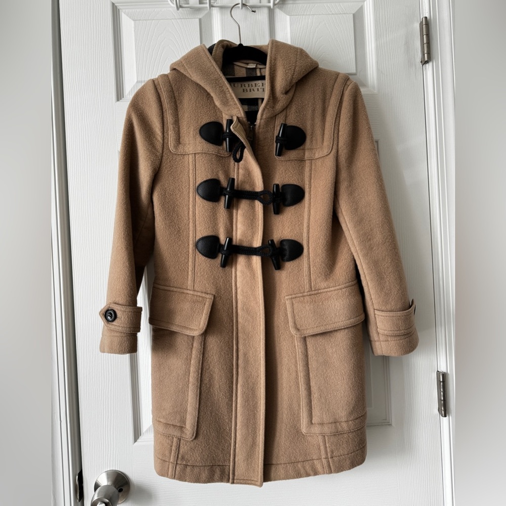 Pre-owned Burberry Brit Wool Duffle Coat Camel size US 8 UK 10